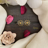 Vriksham Antique Floral Studs-Black-G16706